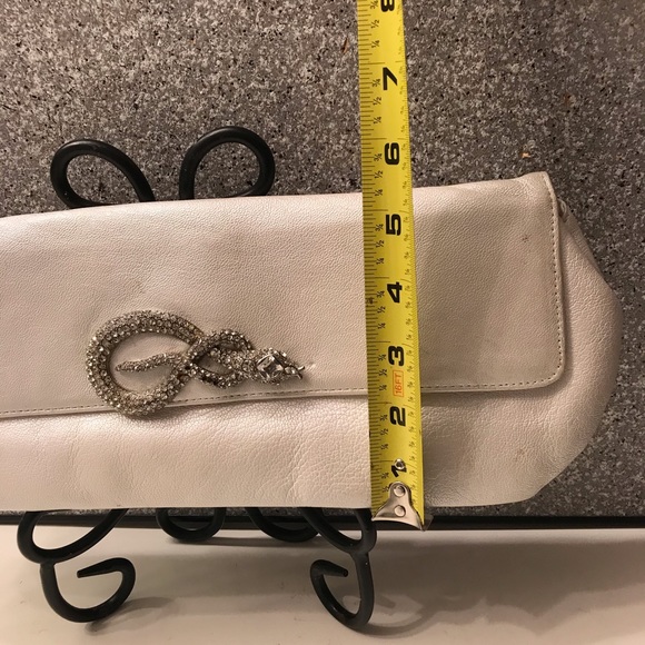 Pearl Leather Clutch with Crystal Snake accent - Picture 10 of 11